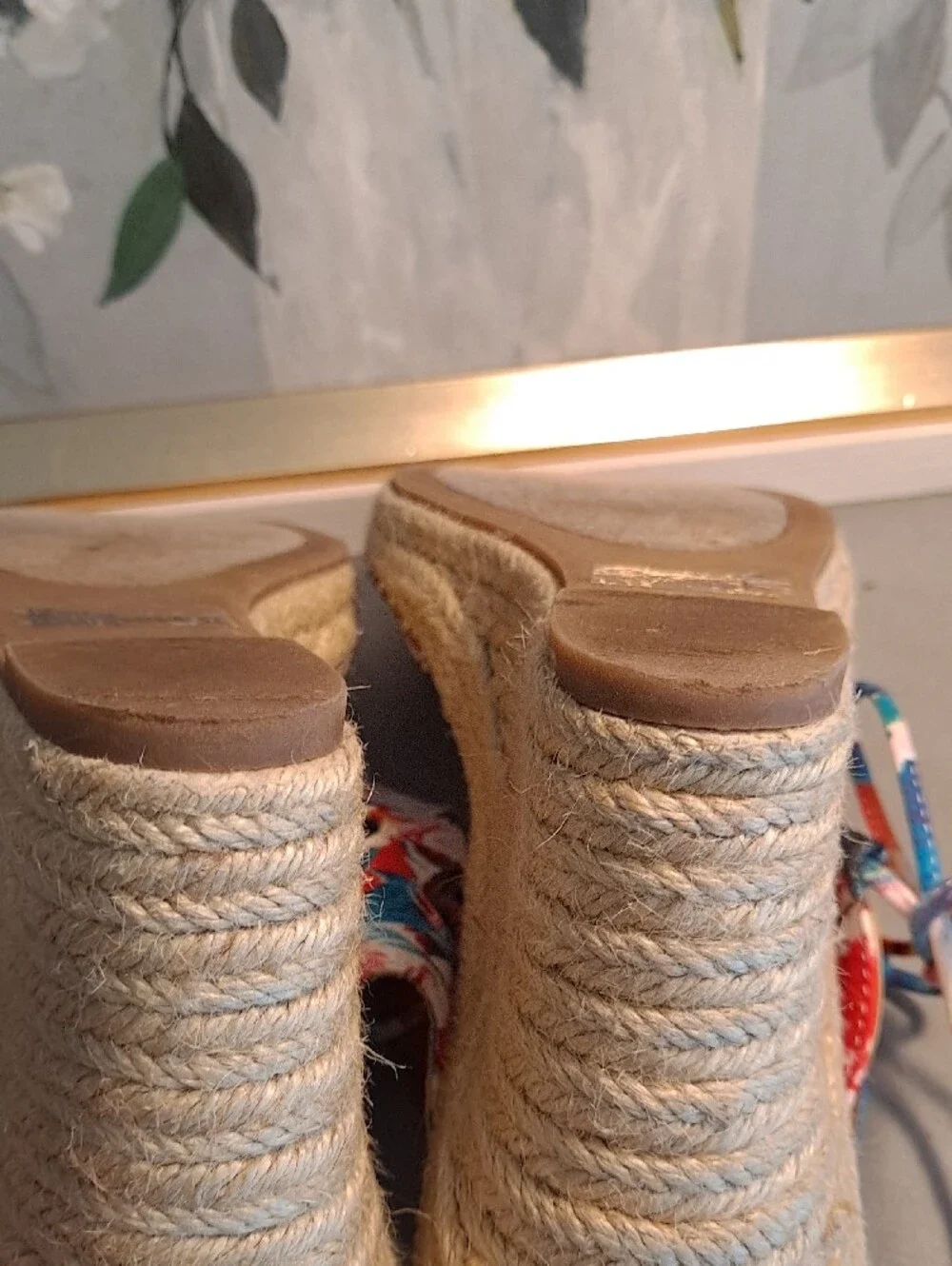 Sugar Hula Multicolor Floral Strappy Lace-Up Espadrille Jute Wedge Sandals